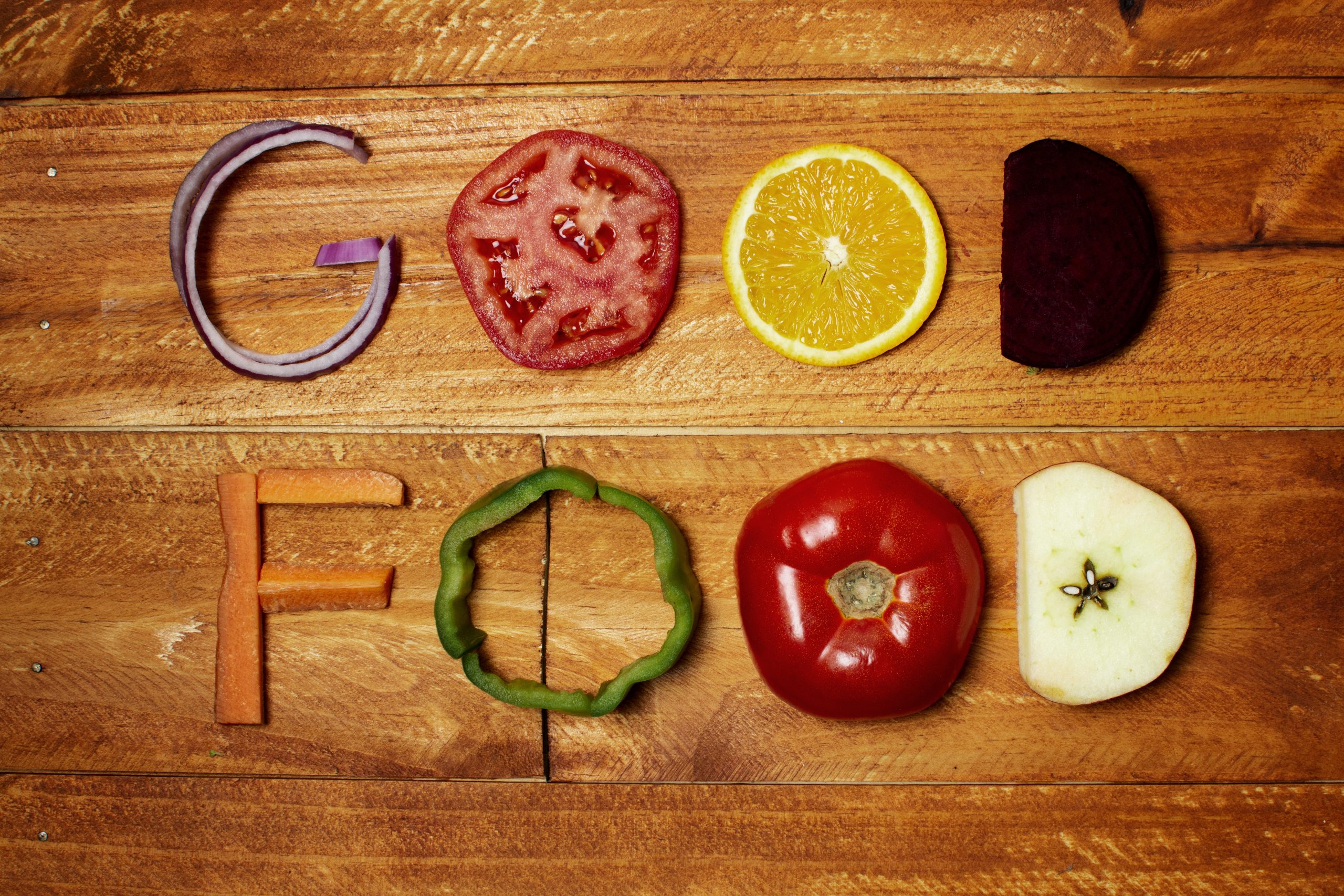 top-view-food-arrangement-wooden-background